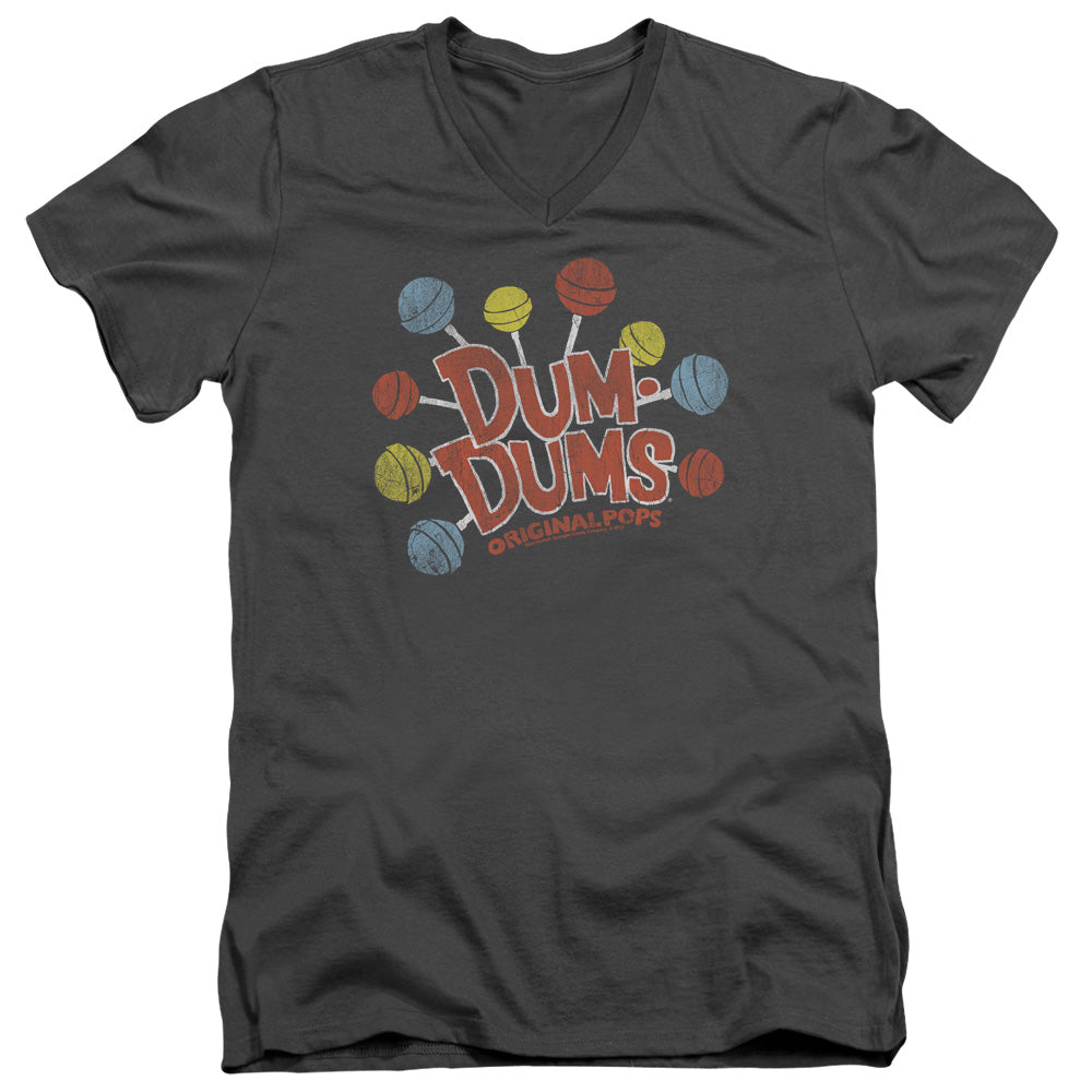 Dum Dums - Original Pops - Short Sleeve Adult V-neck 30/1 - Charcoal T-shirt