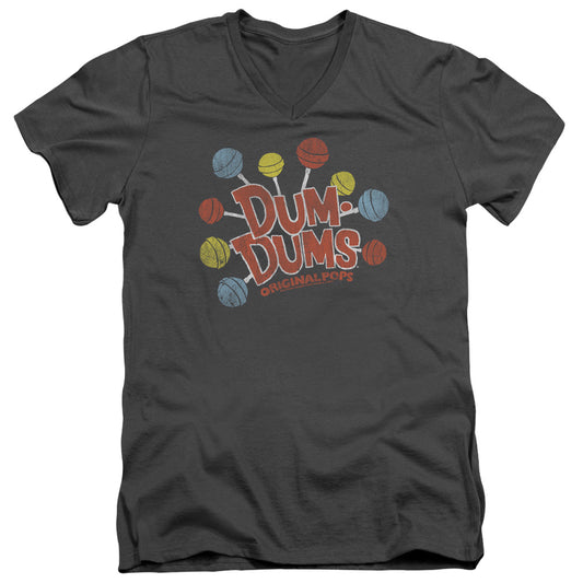 Dum Dums - Original Pops - Short Sleeve Adult V-neck 30/1 - Charcoal T-shirt