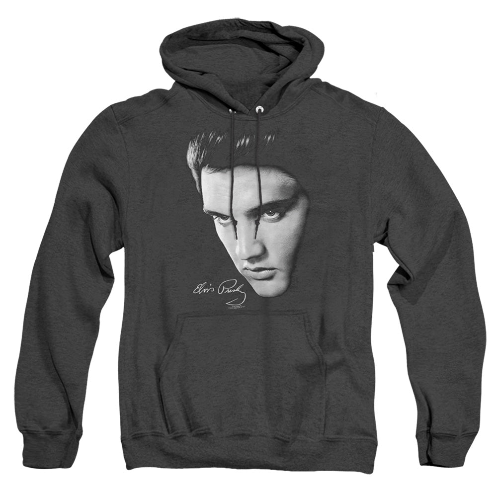 Elvis Presley - Face - Adult Heather Hoodie - Black