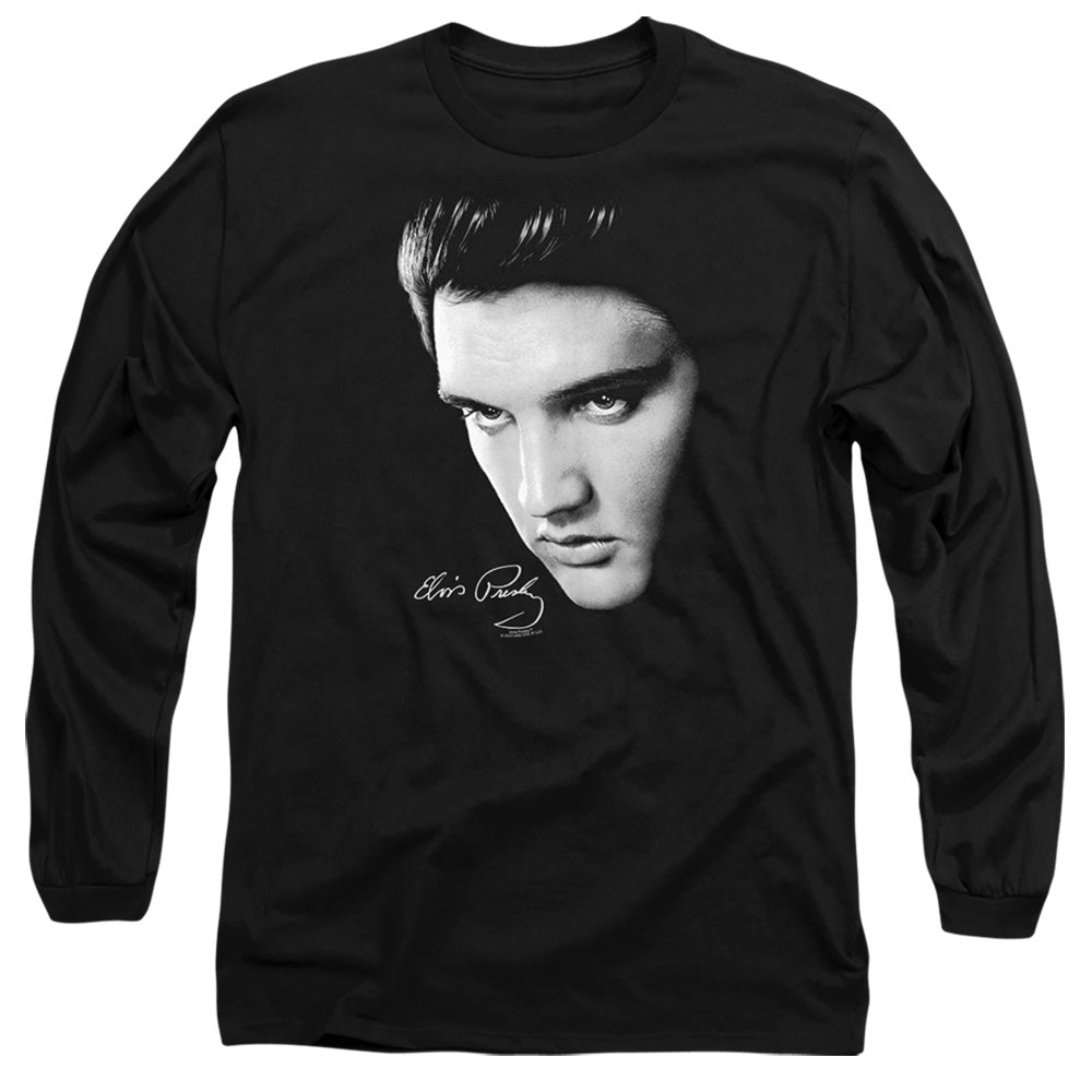 Elvis Presley - Face - Long Sleeve Adult 18/1 - Black T-shirt