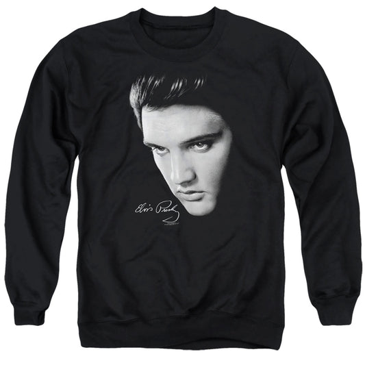 Elvis Presley - Face - Adult Crewneck Sweatshirt - Black
