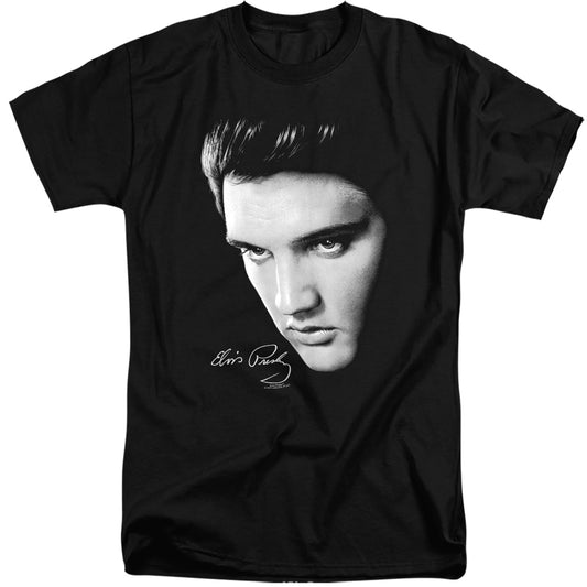 Elvis Presley - Face - Short Sleeve Adult Tall - Black T-shirt