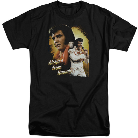 Elvis Presley - Aloha - Short Sleeve Adult Tall - Black T-shirt