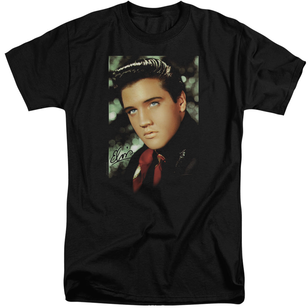 Elvis Presley - Red Scarf - Short Sleeve Adult Tall - Black T-shirt