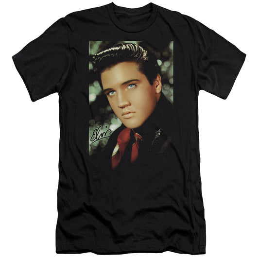 Elvis Presley - Red Scarf - Short Sleeve Adult 30/1 - Black T-shirt