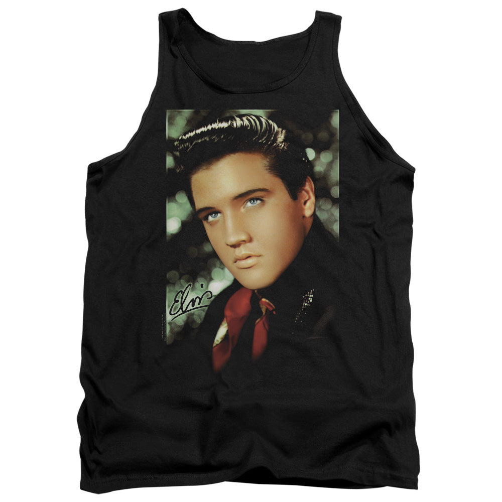 Elvis Presley - Red Scarf - Adult Tank - Black