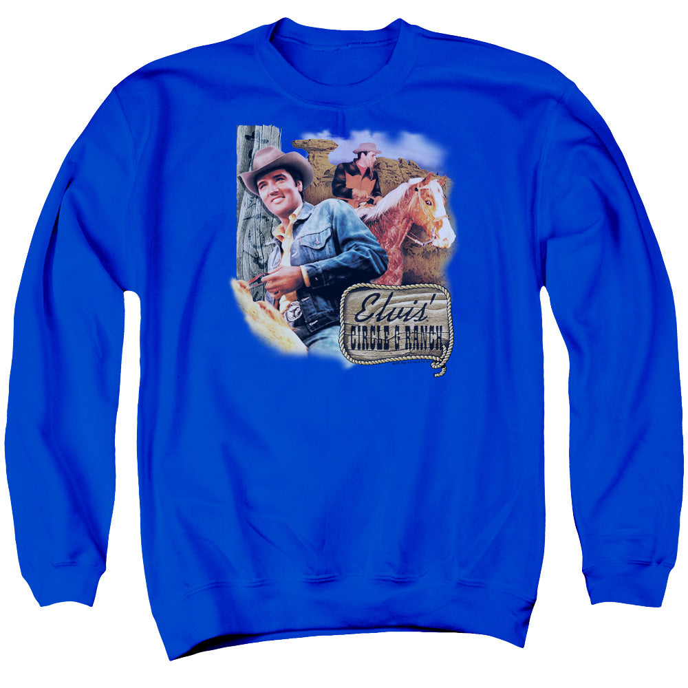 Elvis Presley - Ranch - Adult Crewneck Sweatshirt - Royal Blue