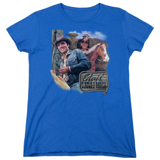 Elvis Presley - Ranch - Short Sleeve Womens Tee - Royal Blue T-shirt