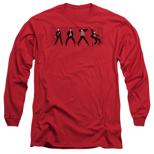 Elvis Presley - Jailhouse Rock - Long Sleeve Adult 18/1 - Red T-shirt