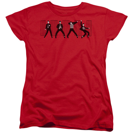 Elvis Presley - Jailhouse Rock - Short Sleeve Womens Tee - Red T-shirt