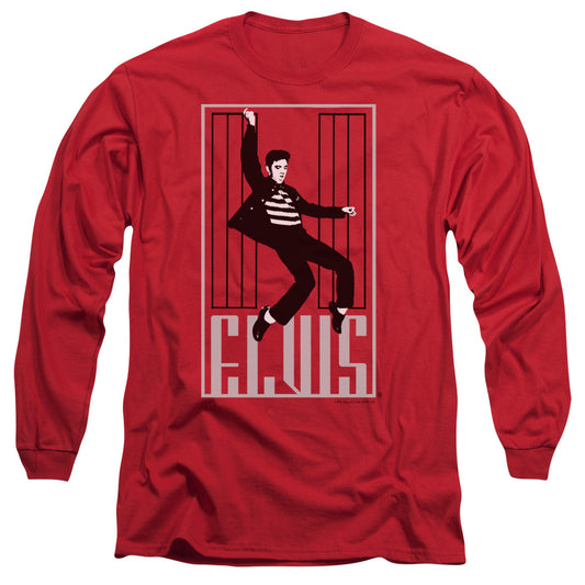 Elvis Presley - One Jailhouse - Long Sleeve Adult 18/1 - Red T-shirt