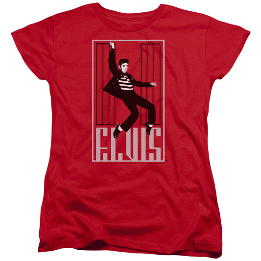 Elvis Presley - One Jailhouse - Short Sleeve Womens Tee - Red T-shirt
