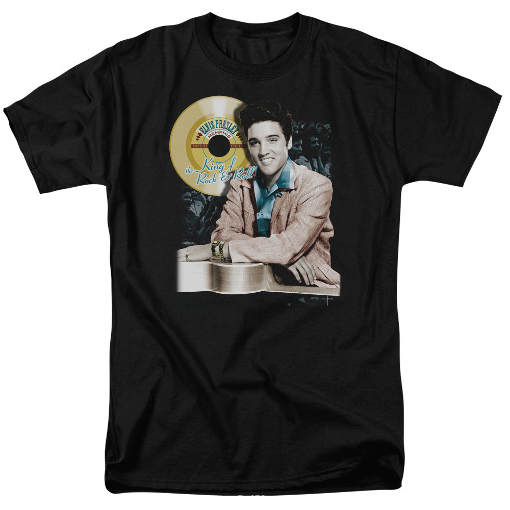 Elvis Presley - Gold Record - Short Sleeve Adult 18/1 - Black T-shirt