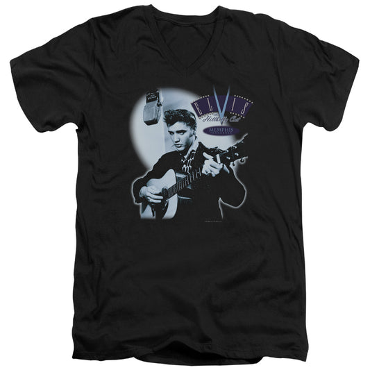 Elvis Presley - Hillbilly Cat - Short Sleeve Adult V-neck - Black T-shirt