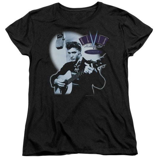 Elvis Presley - Hillbilly Cat - Short Sleeve Women"s Tee - Black T-shirt