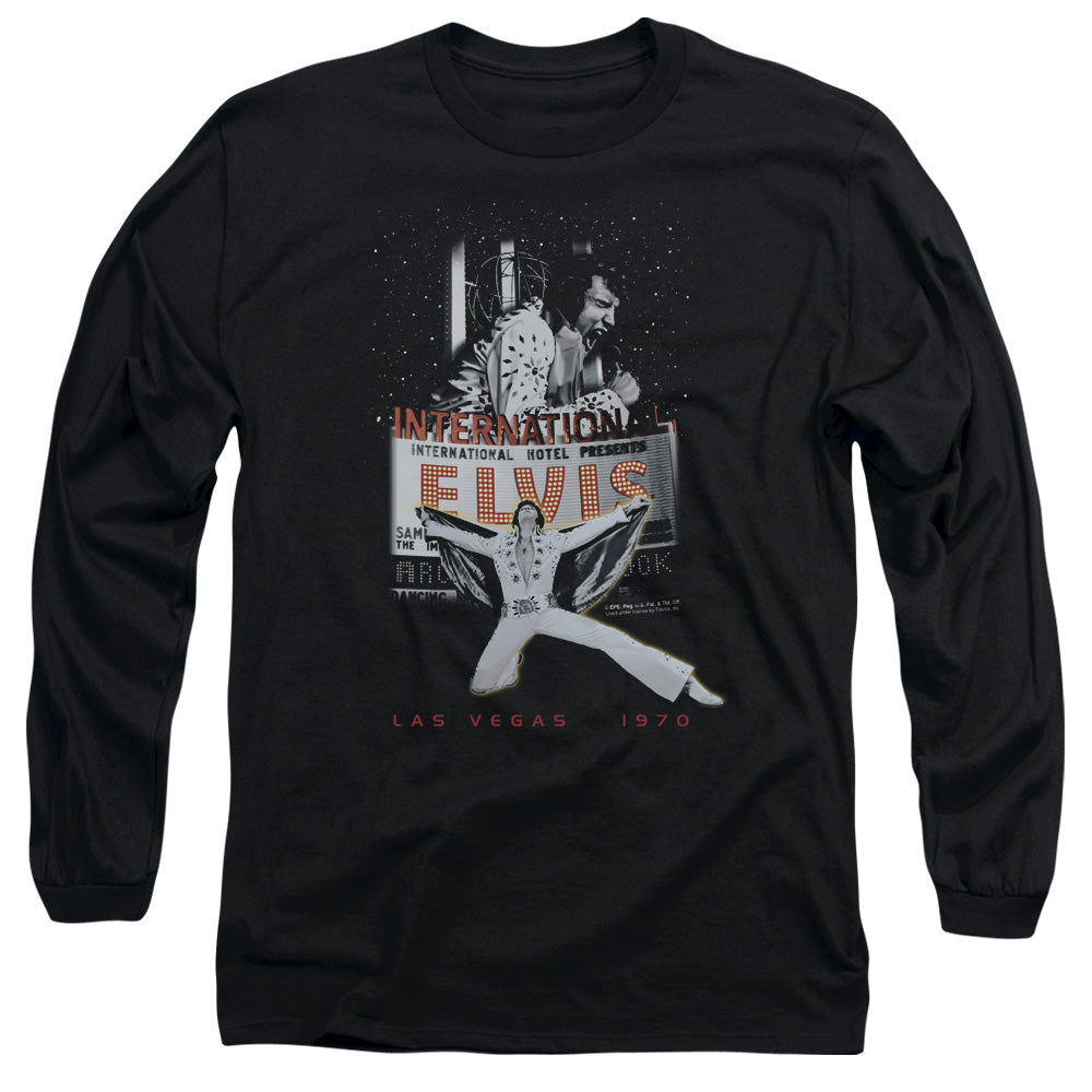 Elvis Presley - Las Vegas - Long Sleeve Adult 18/1 - Black T-shirt