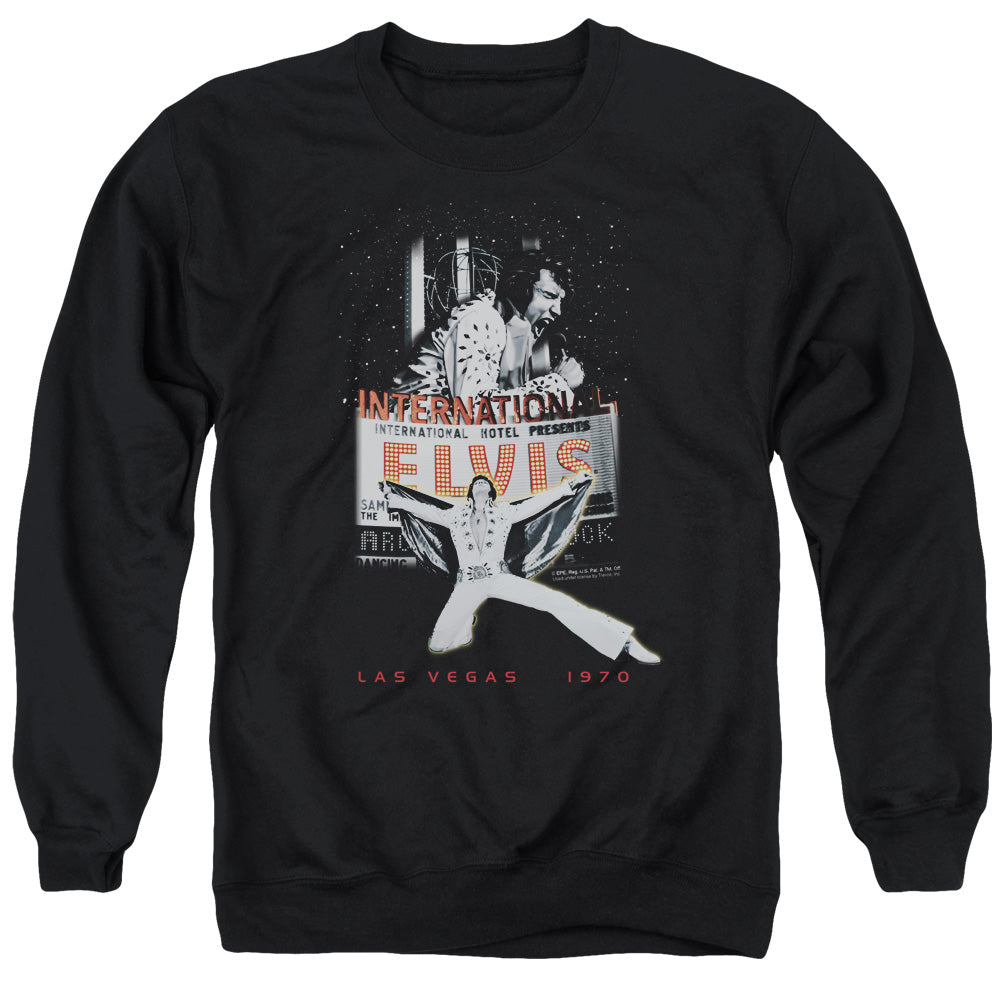 Elvis Presley - Las Vegas - Adult Crewneck Sweatshirt - Black