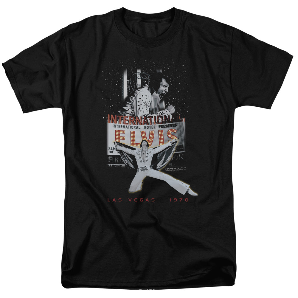 Elvis Presley - Las Vegas - Short Sleeve Adult 18/1 - Black T-shirt