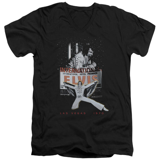 ELVIS PRESLEY LAS VEGAS - S/S ADULT V-NECK - BLACK T-Shirt