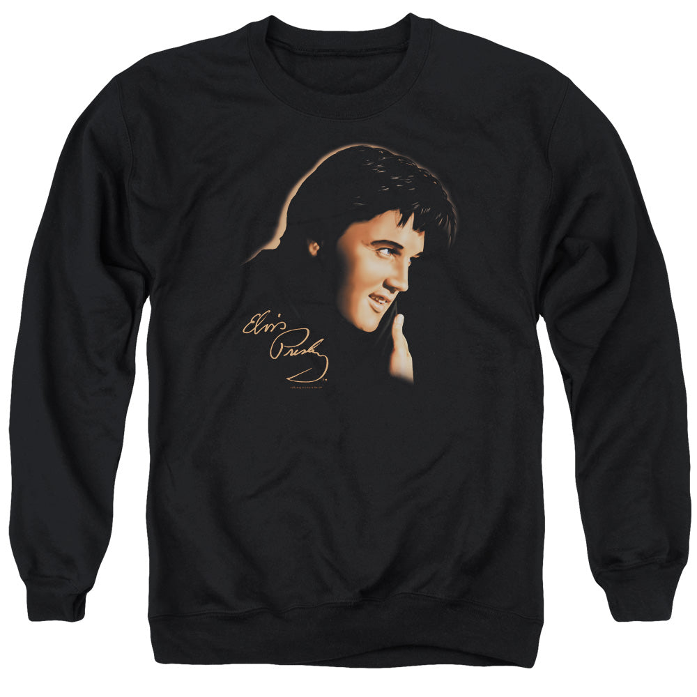 Elvis Presley - Warm Portrait - Adult Crewneck Sweatshirt - Black