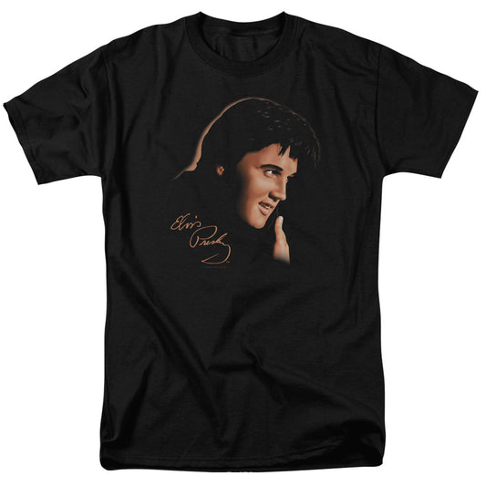 Elvis Presley - Warm Portrait - Short Sleeve Adult 18/1 - Black T-shirt