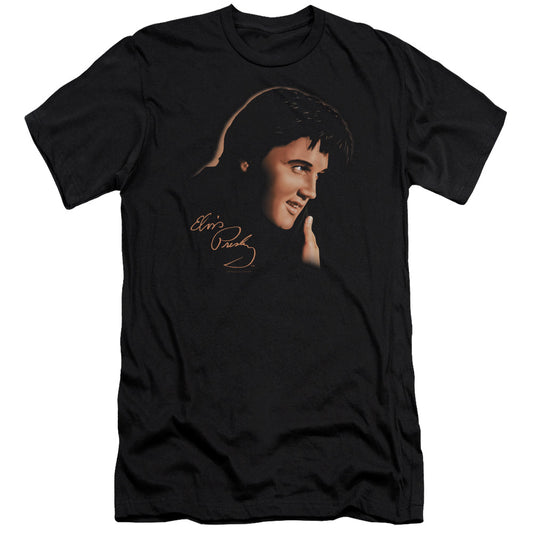 Elvis Presley - Warm Portrait-premuim Canvas Adult Slim Fit 30/1 - Black