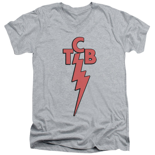 Elvis Presley - Tcb - Short Sleeve Adult V-neck - Athletic Heather T-shirt