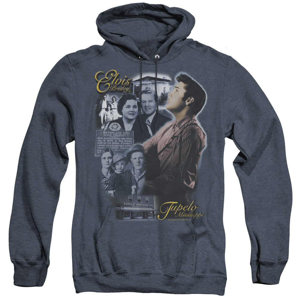 Elvis Presley - Tupelo - Adult Heather Hoodie - Navy
