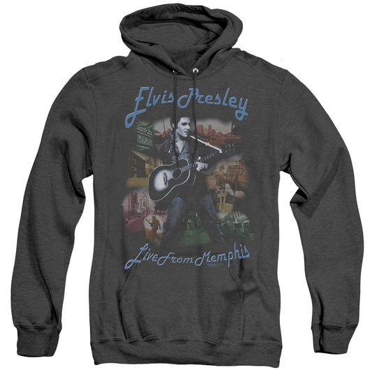 Elvis Presley - Memphis - Adult Heather Hoodie - Black