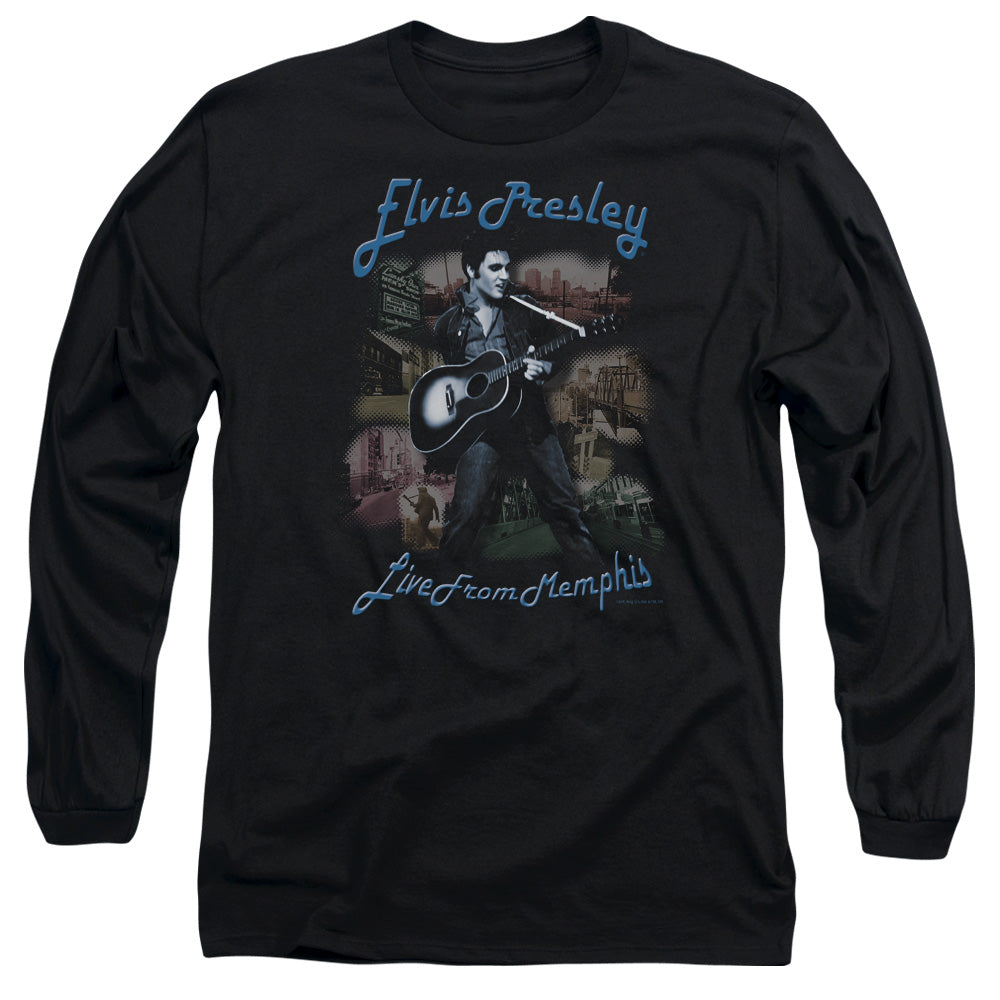 Elvis Presley - Memphis - Long Sleeve Adult 18/1 - Black T-shirt