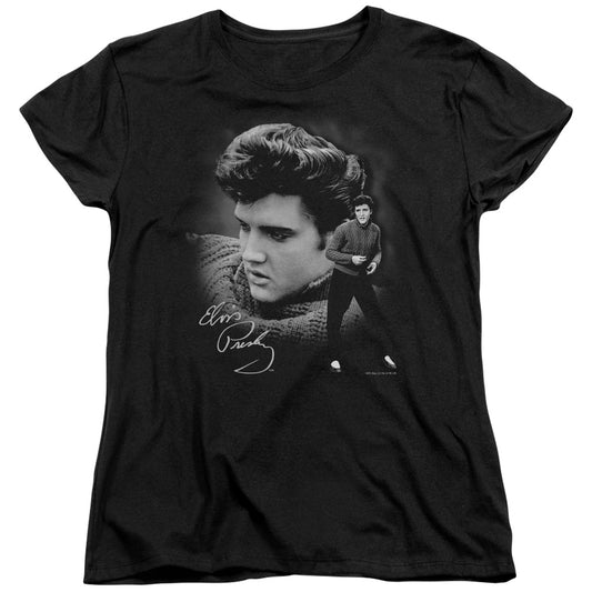 Elvis Presley - Sweater - Short Sleeve Womens Tee - Black T-shirt