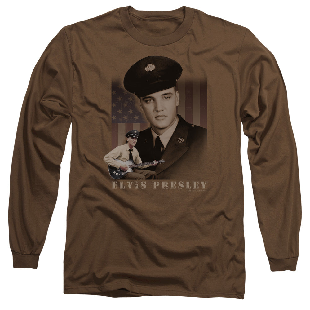 Elvis Presley - Gi Elvis - Long Sleeve Adult 18/1 - Coffee T-shirt