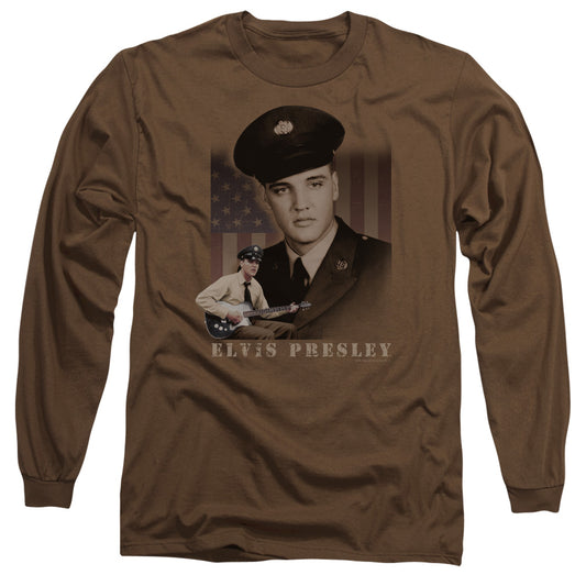 Elvis Presley - Gi Elvis - Long Sleeve Adult 18/1 - Coffee T-shirt