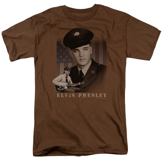 Elvis Presley - Gi Elvis - Short Sleeve Adult 18/1 - Coffee T-shirt
