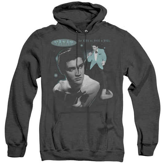 Elvis Presley - Teal Portrait - Adult Heather Hoodie - Black
