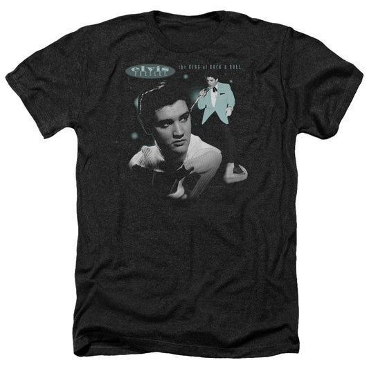Elvis Presley - Teal Portrait - Adult Heather-black