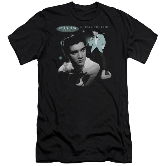 Elvis Presley - Teal Portrait-premuim Canvas Adult Slim Fit 30/1 - Black