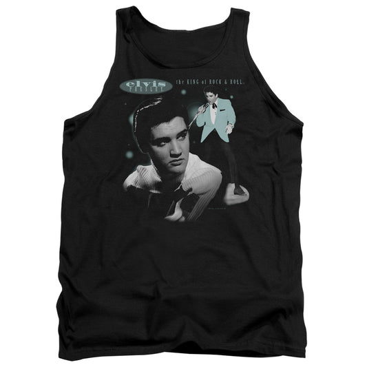 Elvis Presley - Teal Portrait - Adult Tank - Black
