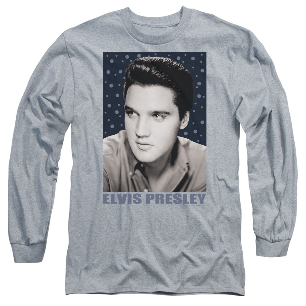Elvis Presley - Blue Sparkle - Long Sleeve Adult 18/1 - Athletic Heather T-shirt
