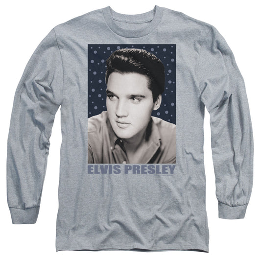 Elvis Presley - Blue Sparkle - Long Sleeve Adult 18/1 - Athletic Heather T-shirt