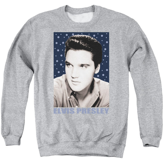 Elvis Presley - Blue Sparkle - Adult Crewneck Sweatshirt - Athletic Heather