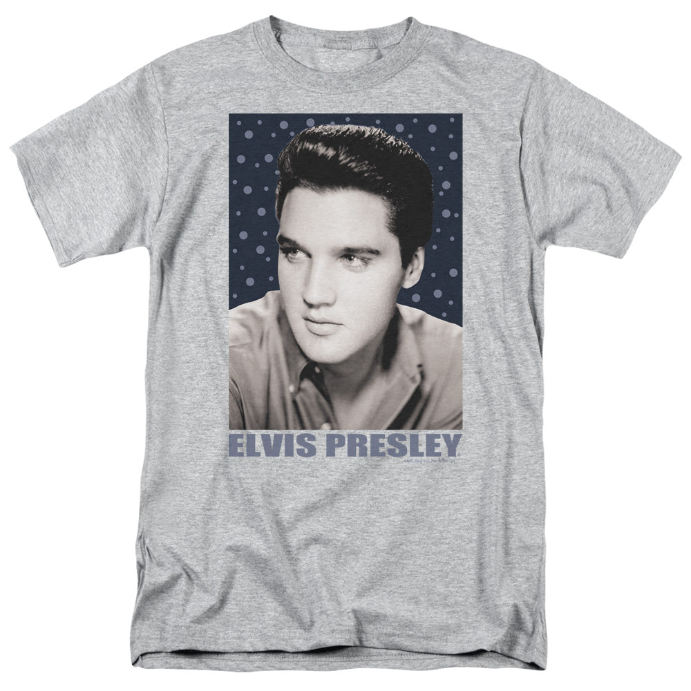 Elvis Presley - Blue Sparkle - Short Sleeve Adult 18/1 - Athletic Heather T-shirt