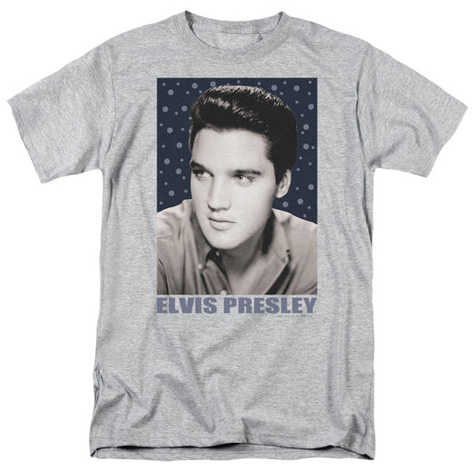 Elvis Presley - Blue Sparkle - Short Sleeve Adult 18/1 - Athletic Heather T-shirt