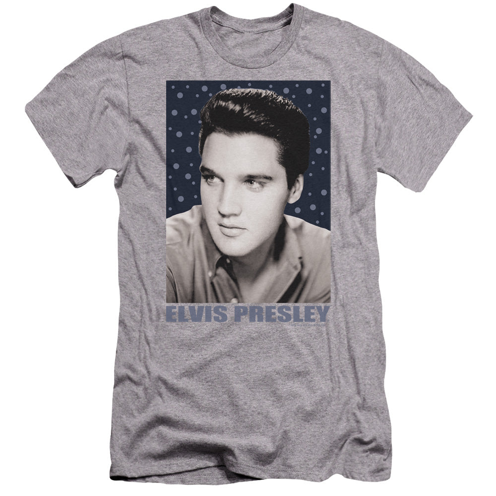 Elvis Presley - Blue Sparkle-premuim Canvas Adult Slim Fit 30/1 - Athletic Heather