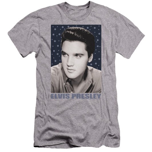 Elvis Presley - Blue Sparkle-premuim Canvas Adult Slim Fit 30/1 - Athletic Heather