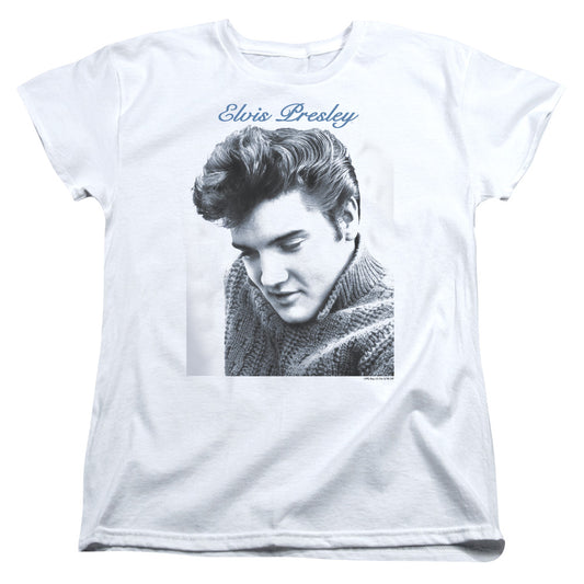 Elvis Presley - Script Sweater - Short Sleeve Women"s Tee - White T-shirt