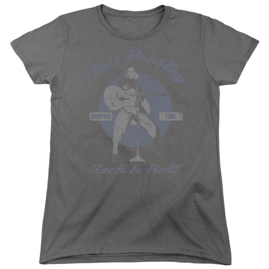 Elvis Presley - Rock & Roll - Short Sleeve Womens Tee - Charcoal T-shirt