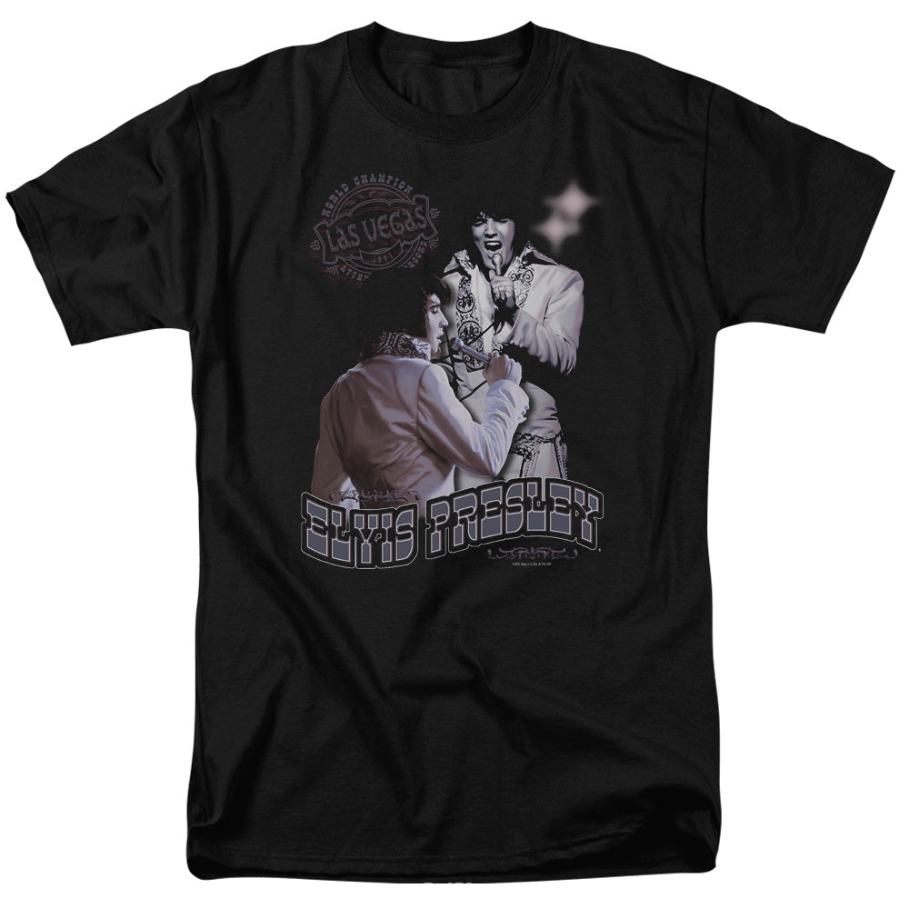 Elvis Presley - Violet Vegas - Short Sleeve Adult 18/1 - Black T-shirt