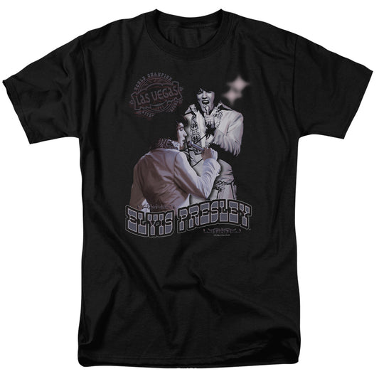 Elvis Presley - Violet Vegas - Short Sleeve Adult 18/1 - Black T-shirt