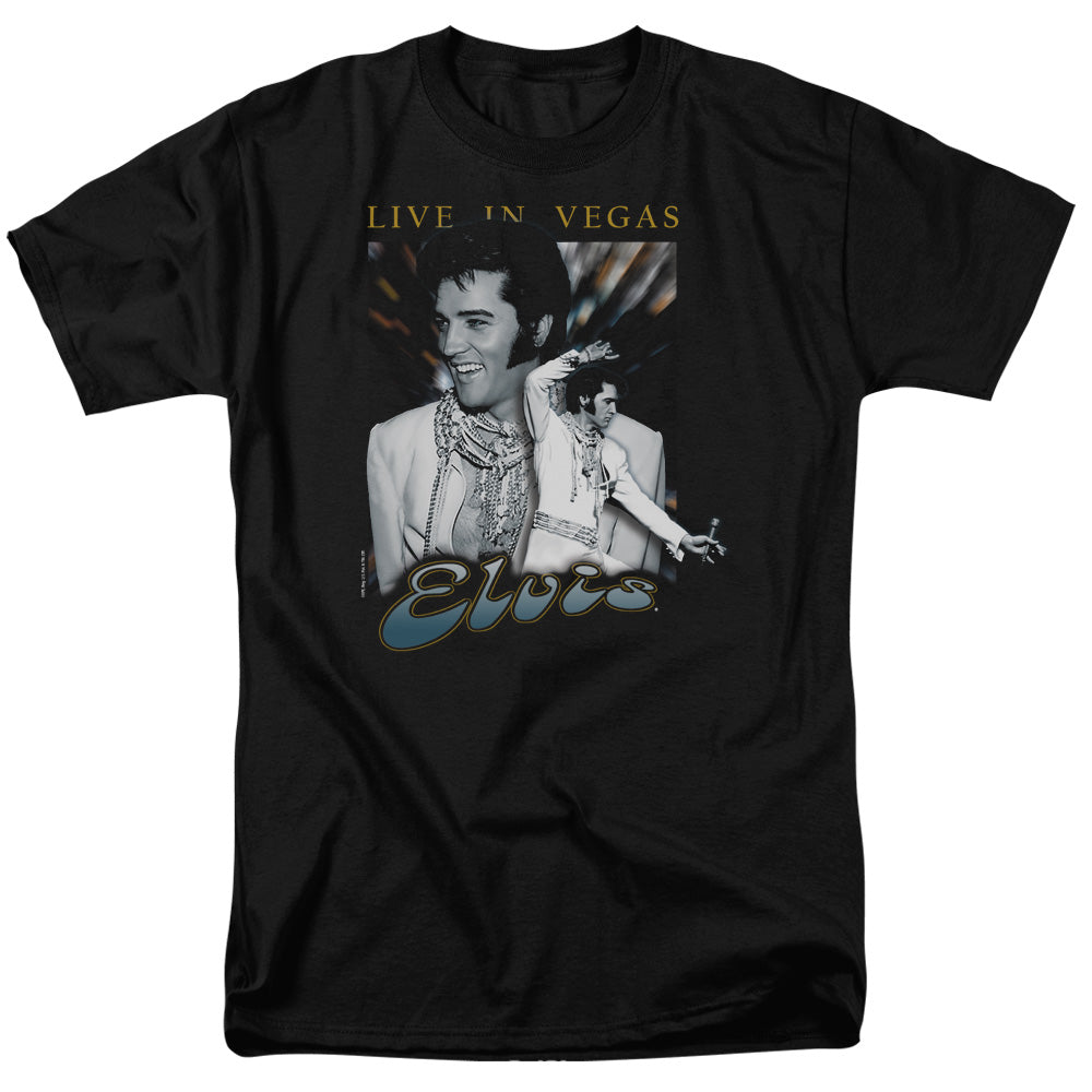 Elvis Presley - Live In Vegas - Short Sleeve Adult 18/1 - Black T-shirt